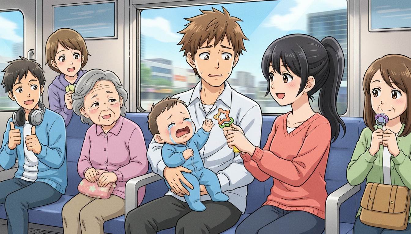 赤ちゃんが電車で泣いたら?パパママも周囲も安心できる対処法を紹介!