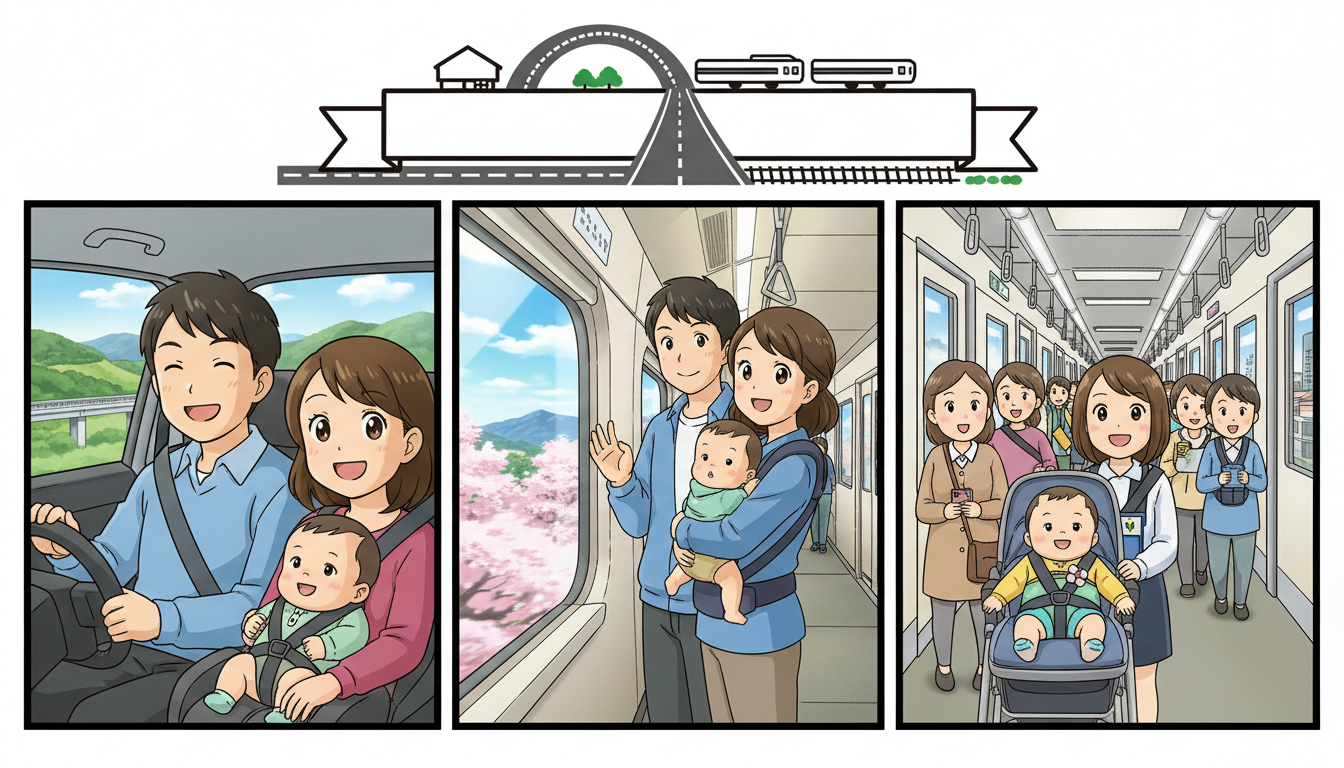 赤ちゃんの長距離移動は車・新幹線・電車どれが楽？状況別おすすめの選び方を徹底解説！